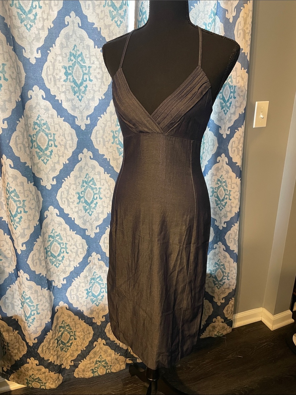 Armani Exchange Black Spaghetti-Strap Midi Dress